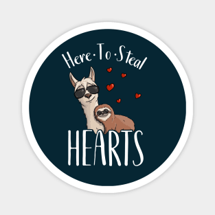 Here To Steal Hearts Sloth  Llama Lover Magnet